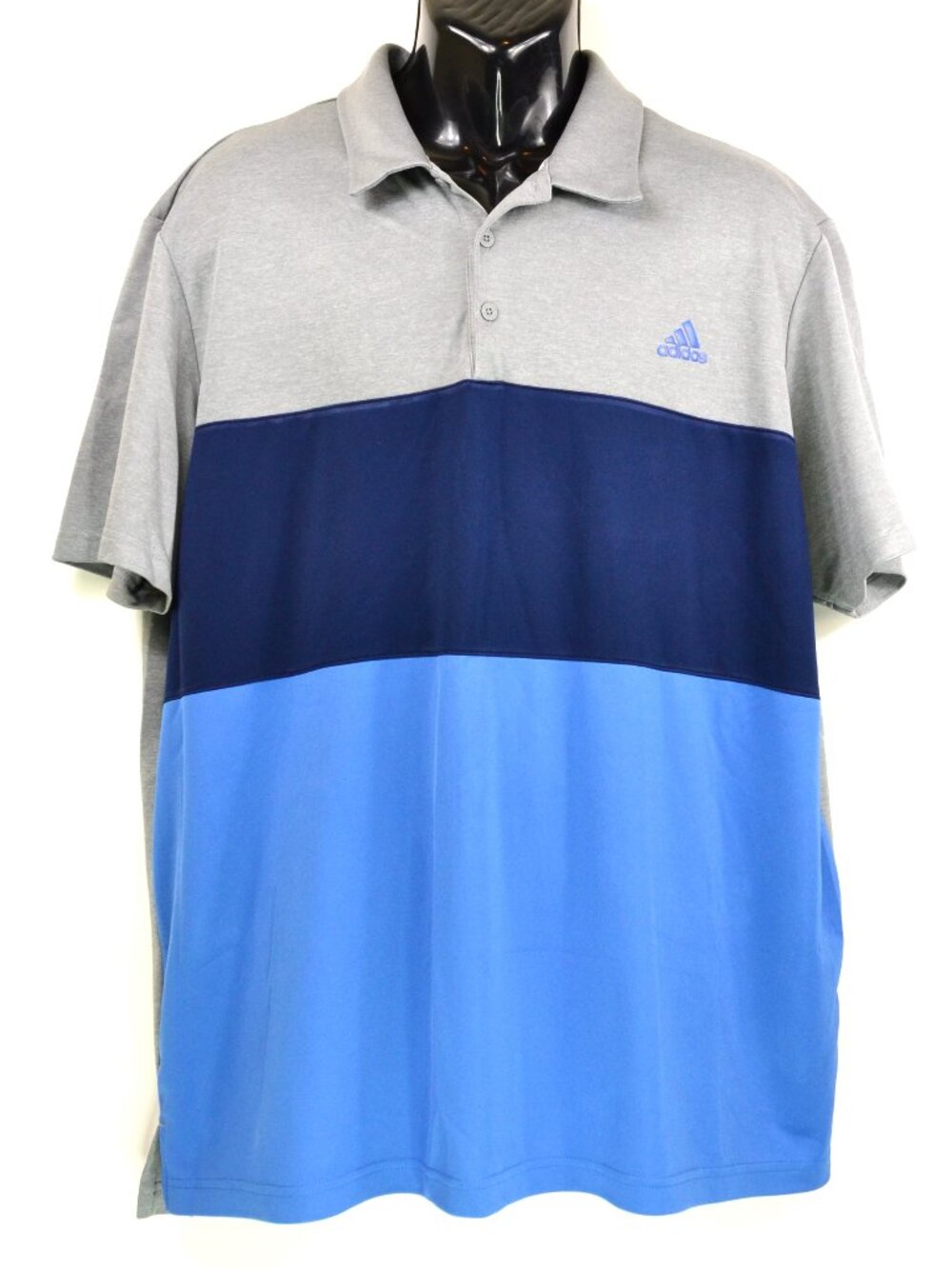 Adidas Golf Men's Size XXL Gray & Blue Dri Fit Athletic Polo Shirt NWOT